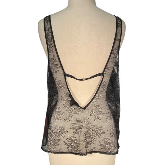 Victoria’s Secret Lace Tank Top Lingerie Black Gold Horseshoe Detail Size Large - Picture 2 of 11